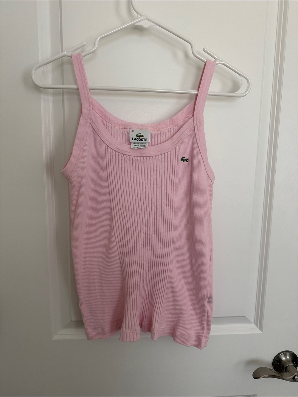 Lacoste Light Pink Ribbed Tank Top - Women's